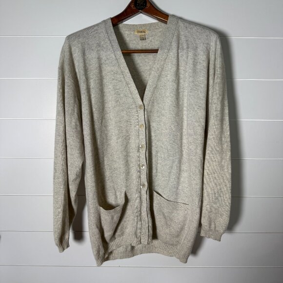 Malo 100% Cashmere Cardigan & Short Sleeve Sweater Set Oatmeal Size Medium - Picture 1 of 14